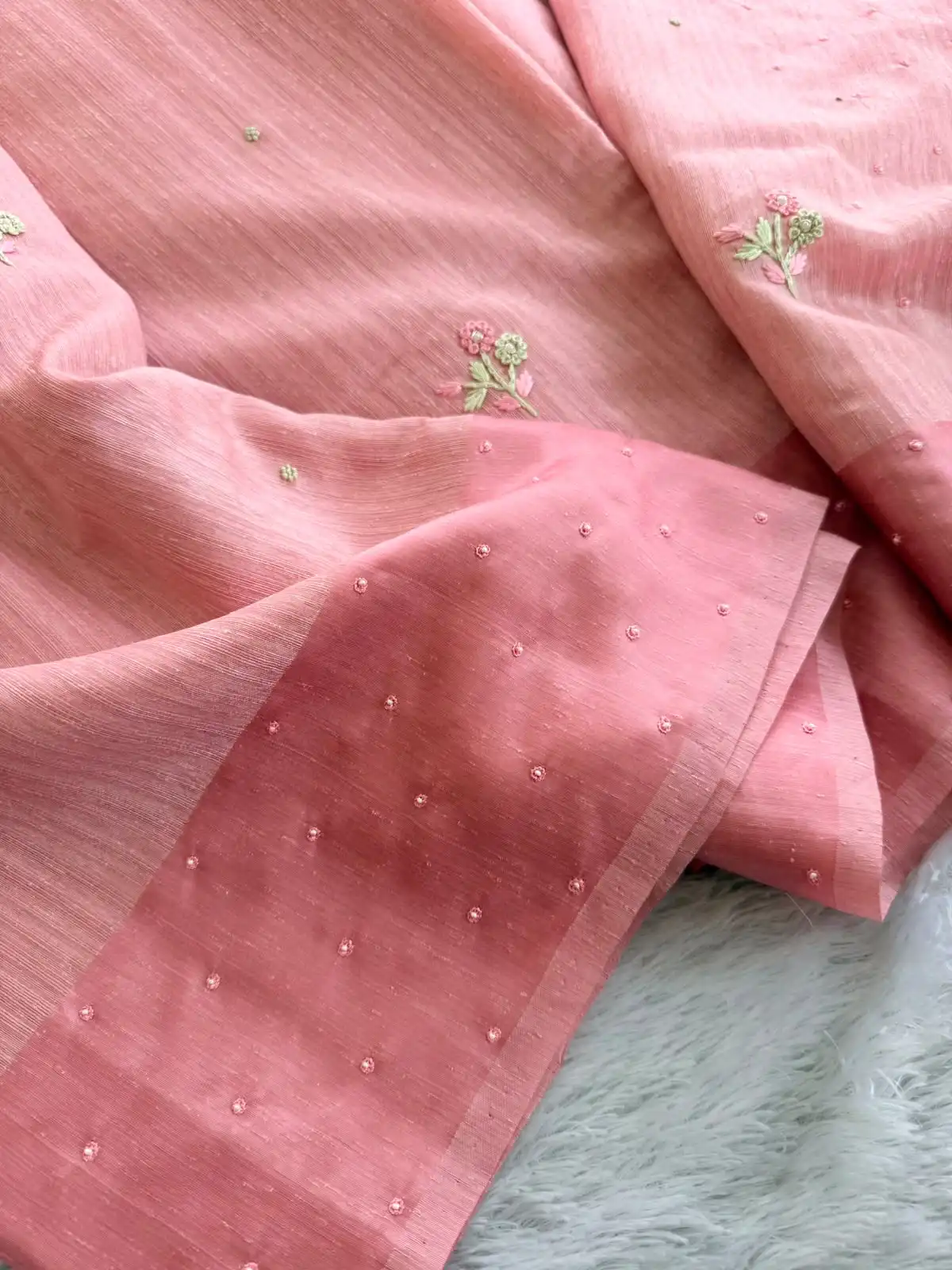 9f4700c6-282c-44e3-ab34-9cb8c53866c8 Pastel poem (Tussar cotton) - Baby pink - Image 1