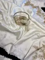 Neelambari (Pure Raw silk) - Ivory - Image 3