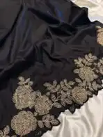 Neelambari (Pure Raw silk) - Black - Image 2