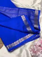 Chinmayi (Mysore crepe silk) - Royal blue - Image 2