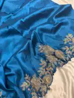 Neelambari (Pure Raw silk) - Sapphire - Image 3