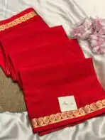 Chinmayi (Mysore crepe silk) - Vermilion Red - Image 3