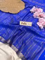 Chinmayi (Mysore crepe silk) - Royal blue - Image 5
