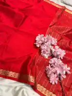 Chinmayi (Mysore crepe silk) - Vermilion Red - Image 4