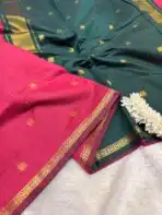 Maheshwari (Silk cotton) - Pink & Green - Image 3