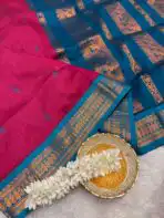 Maheshwari (Silk cotton) - Magenta pink & Teal
