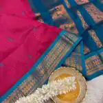 Maheshwari (Silk cotton) - Magenta pink & Teal