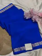 Chinmayi (Mysore crepe silk) - Royal blue - Image 3