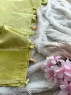 Pastel poem (Tussar cotton) - Lime green - Image 4