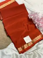 Chinmayi (Mysore crepe silk) - Rust Orange - Image 3