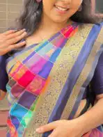 Paalum Pazhamum (Semi silk) - Navy blue - Image 7