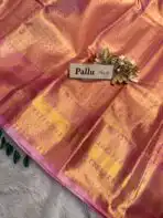 Thozhi (Kanchi Semi silk) - Gold & Pink - Image 5