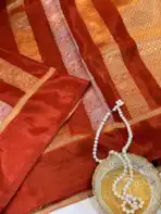 Shivanya (Mushru Kattan silk) - Rust Orange - Image 4