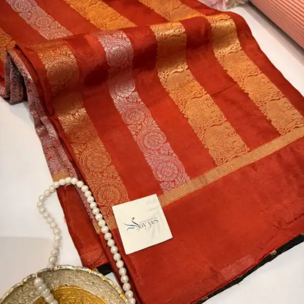 Shivanya (Mushru Kattan silk) - Rust Orange