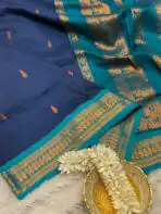 Maheshwari (Silk cotton) - Navy & Teal