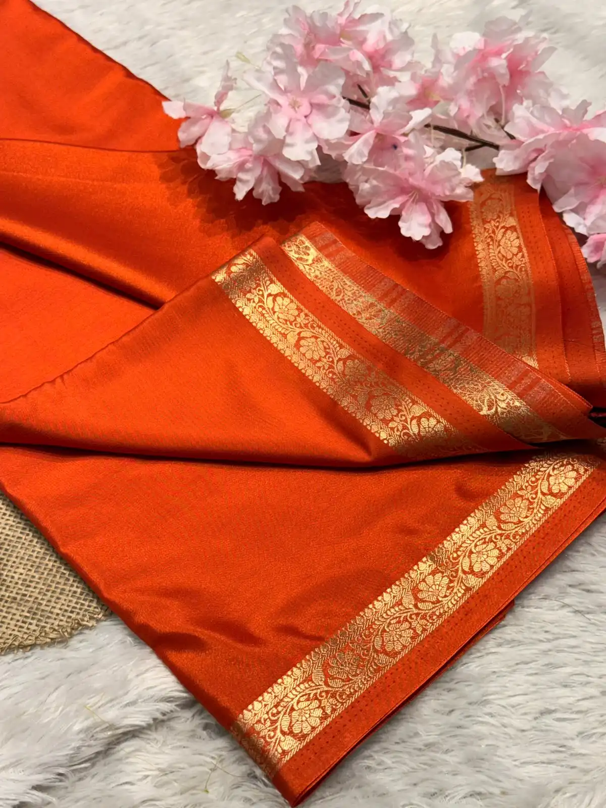 04f2c236-949e-4f9d-8ae9-0bdf63ff7bf1 Chinmayi (Mysore crepe silk) - Orange - Image 1