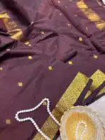 Maheshwari (Silk cotton) - Mocha brown - Image 2