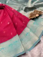 Kanmani (Semi Kanchi silk) - Raspberry pink - Image 4