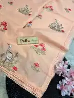 Lotus lake (Embroidered Kota) - Soft Peach - Image 4