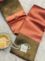 Varnika (Brocade Semi silk) - Hot Peach