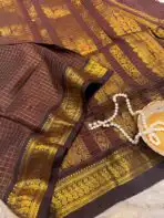 Maheshwari (Silk cotton) - Coffee brown - Image 5