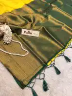Priyanjali (Banarasi soft silk) Mango yellow - Image 4