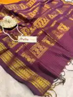 Maheshwari (Silk cotton) - Mustard & Magenta - Image 7