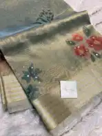 Kushi (Banarasi tissue silk) - Ice blue
