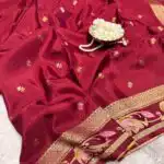 Gulnaar (Viscose Mushru) - Ruby maroon