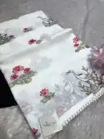 Lotus lake (Embroidered Kota) - White