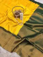 Priyanjali (Banarasi soft silk) Mango yellow - Image 2