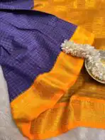 Maheshwari (Silk cotton) - Purple & Mustard - Image 2