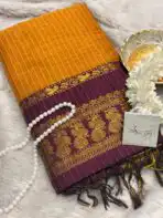 Maheshwari (Silk cotton) - Mustard & Magenta - Image 6