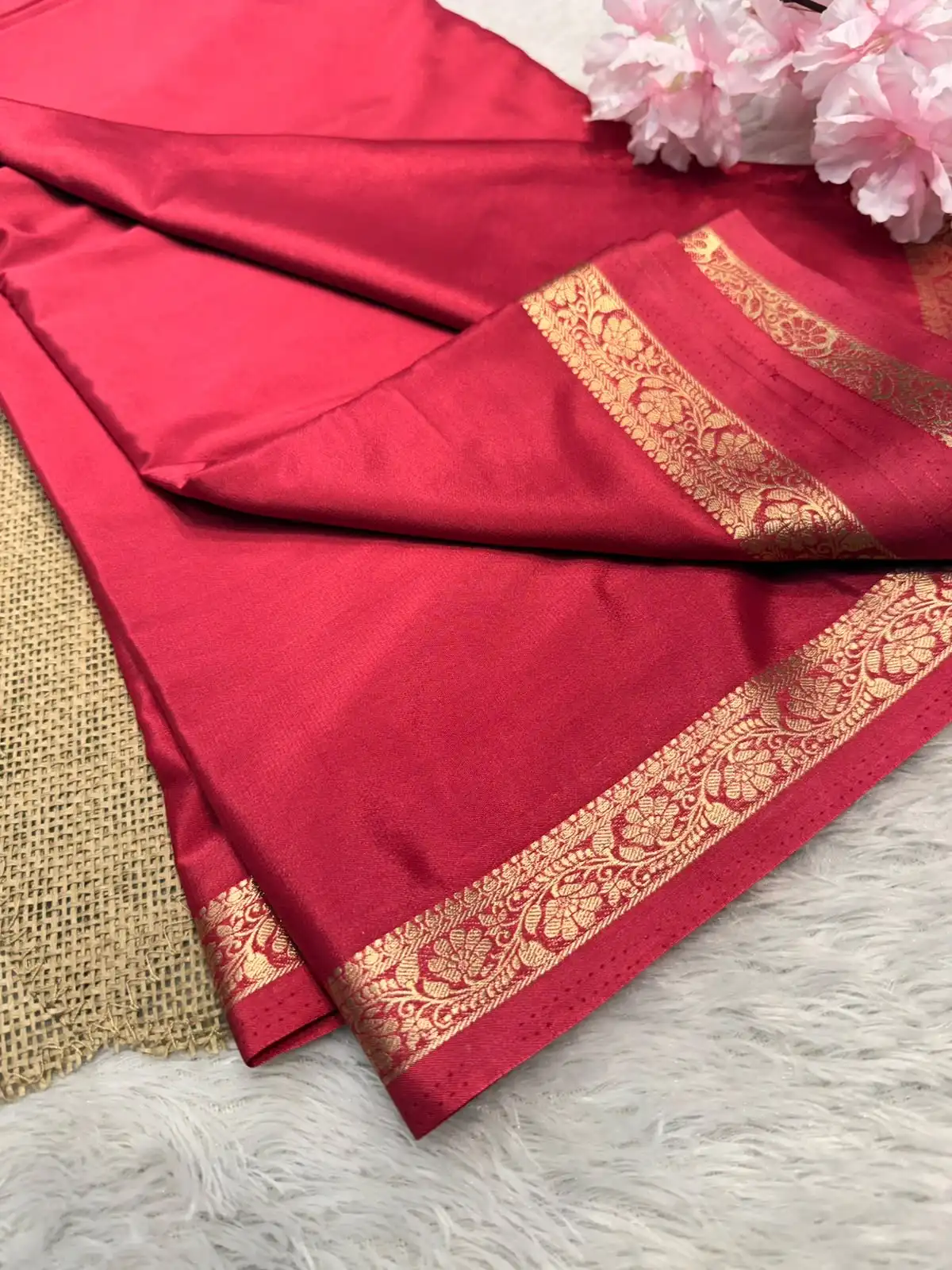 50b2e67e-6595-4372-b67f-7e06839e8737 Chinmayi (Mysore crepe silk) - Burgundy - Image 1