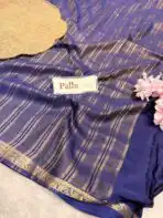 Chinmayi (Mysore crepe silk) - Dark Indigo - Image 4