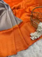 Priyanjali (Banarasi soft silk) Pastel grey - Image 2