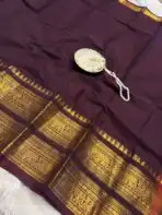 Maheshwari (Kanchi Cotton) - Brown - Image 4
