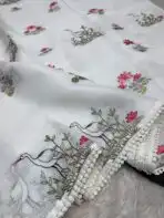 Lotus lake (Embroidered Kota) - White - Image 3