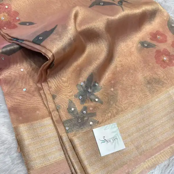 Kushi (Banarasi tissue silk) - Soft peach (Copy)