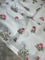 Lotus lake (Embroidered Kota) - White - Image 2