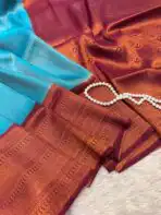Priyanjali (Banarasi soft silk) Rama blue - Image 2