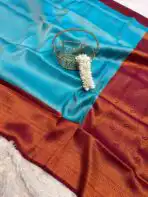 Priyanjali (Banarasi soft silk) Rama blue - Image 3