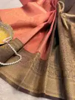 Varnika (Brocade Semi silk) - Hot Peach - Image 2