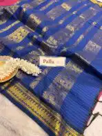 Maheshwari (Silk cotton) - Raspberry & Navy - Image 5
