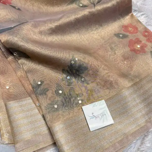 Kushi (Banarasi tissue silk) - Antique gold