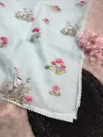 Lotus lake (Embroidered Kota) - Baby blue - Image 5