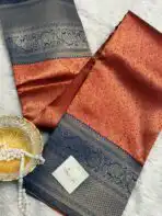 Varnika (Brocade Semi silk) - Rust orange