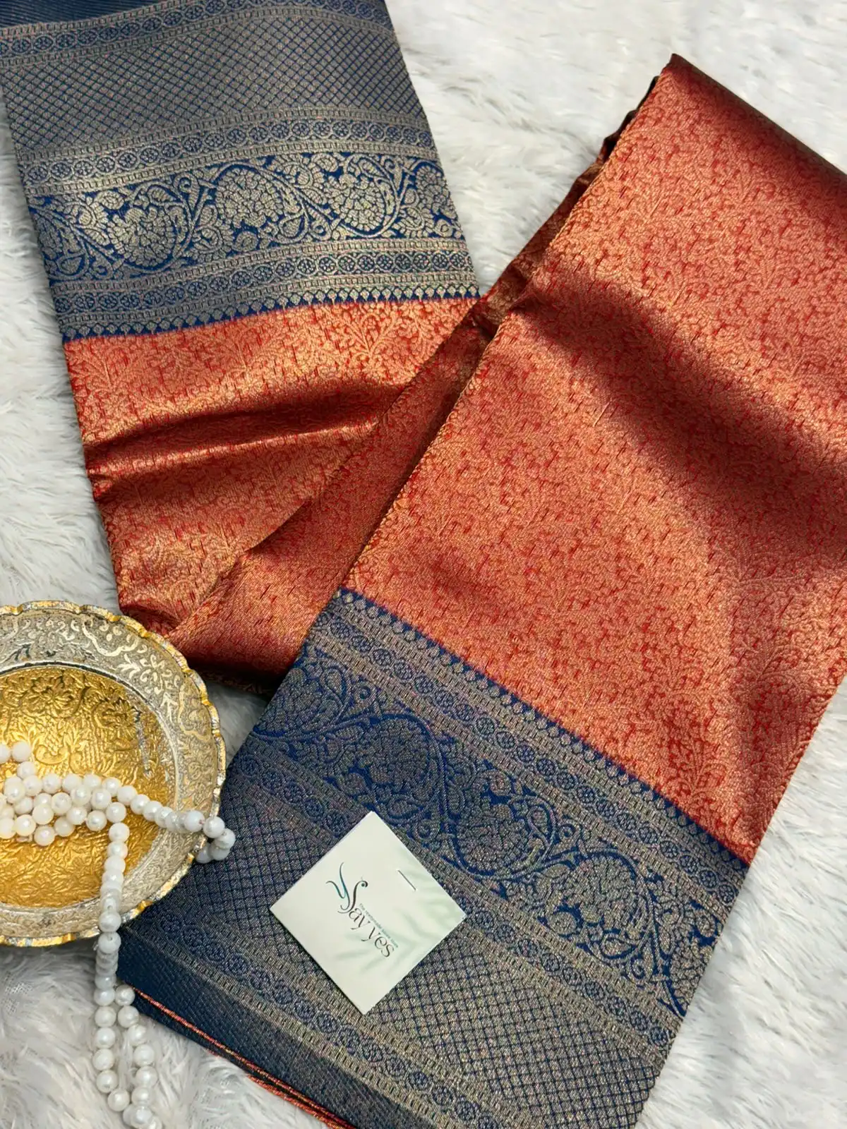 a352b105-5155-40fb-afb9-bafa5f62c674 Varnika (Brocade Semi silk) - Rust orange - Image 1