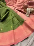 Kanmani (Semi Kanchi silk) - Parrot green - Image 2