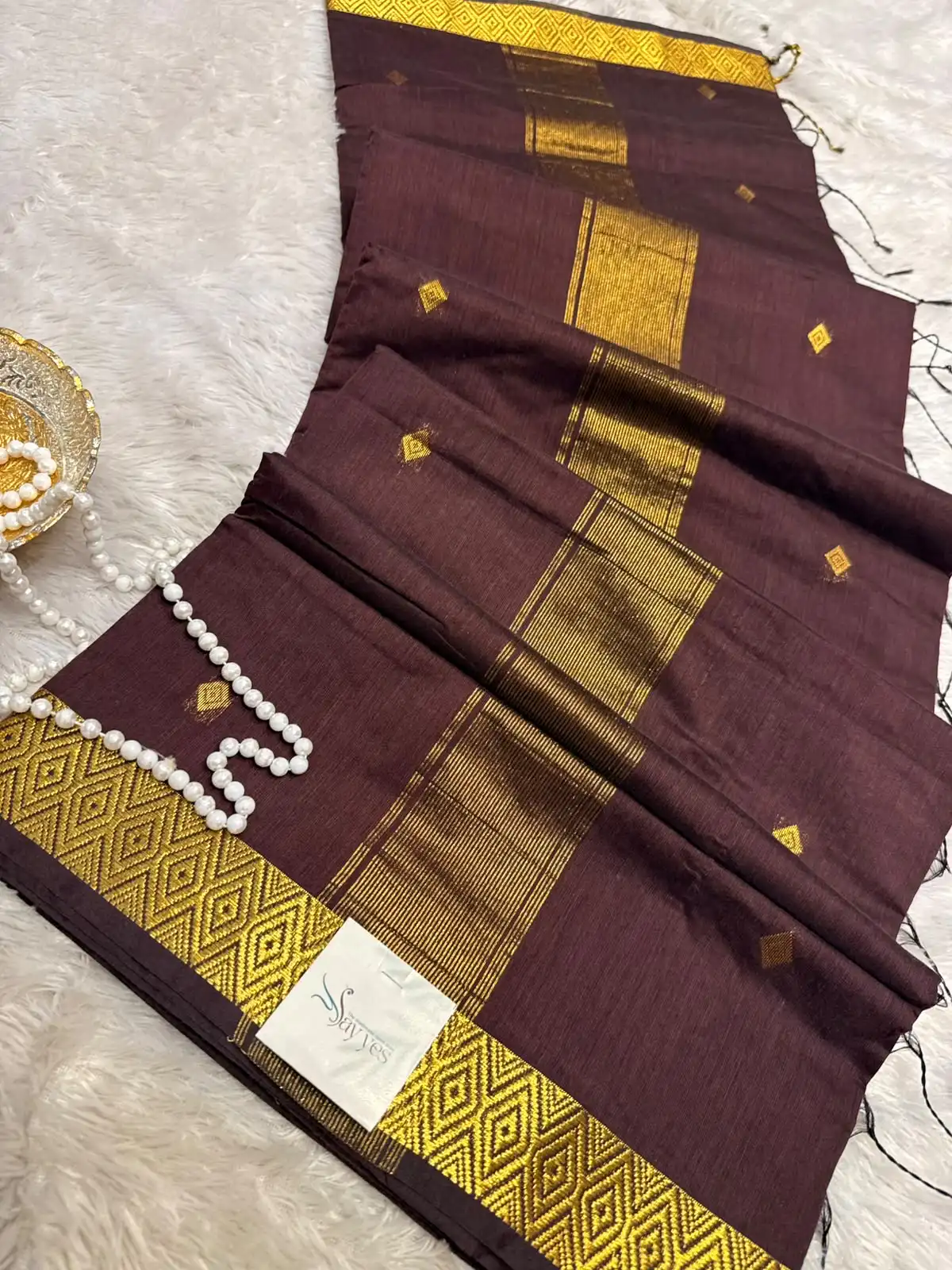 abc1e1b9-77c6-49e4-b5ab-353ecce21dc8 Maheshwari (Silk cotton) - Mocha brown - Image 1
